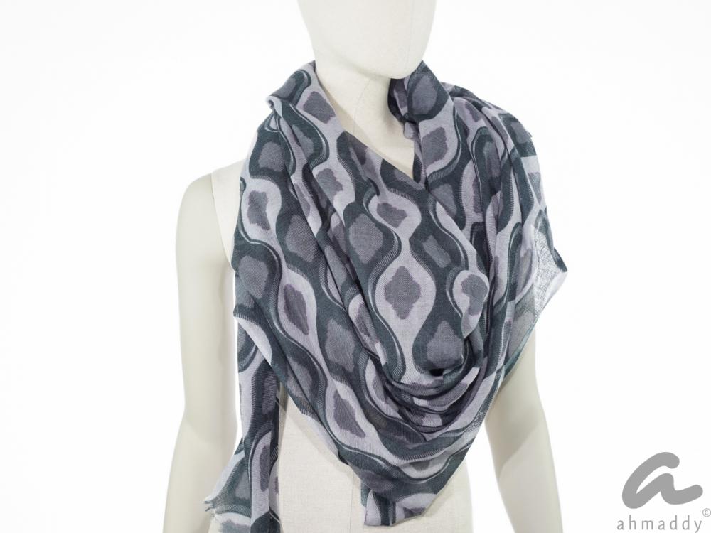 AHMADDY Wollschal silbergrau rosa mocca